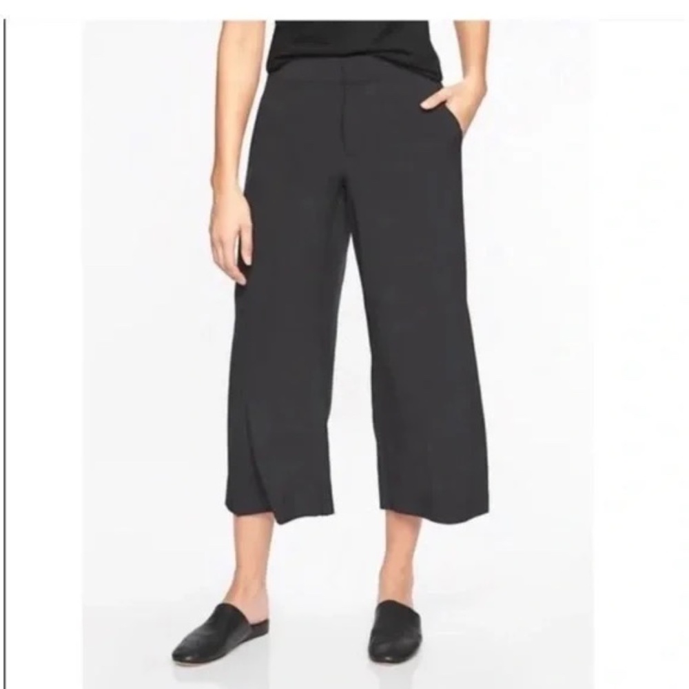 Athleta TRIBECA wide leg crop flows pants size 8 tall black
